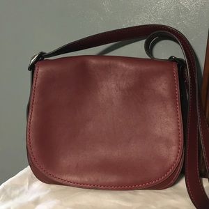 Coach Large Saddle Bag Glovetanned Leather Dark Red Burgundy Purse